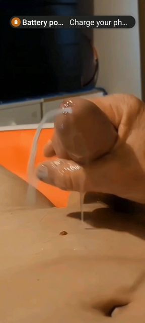 Slow mo closeup cum leaking squirt