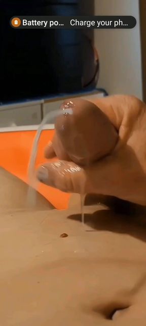 Slow mo closeup cum leaking squirt