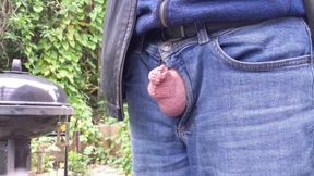 Tiny Cock Growing Bigger and Cumming Outdoors, Leather Jacket and Jeans - Rockard Daddy