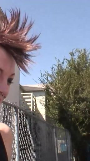 Spectacular moment from "Skinny punk babe in striped socks strips off her clothes and"