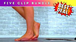 Splattering Your Cock & Balls Under My Sweaty Bare Feet (D82) - Five Clip Bundle - Barefoot Foot Trampling CBT Fetish - HUGE Discount!!!