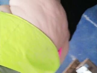 Flashing in the warehouse for the lads - big beautiful woman butt & titties