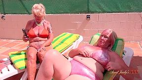 Busty Mature Ladies Melody And Randy Get Naughty By The Pool