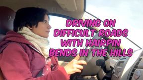 driving on hairpin bends on the hill putting the car to the test