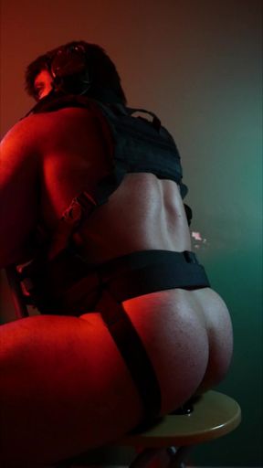 Masked soldier anal handjob solo