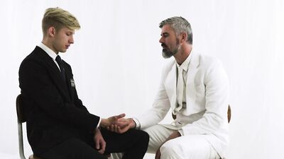 Horny Missionary lad is riding his perverted priest's hard schlong