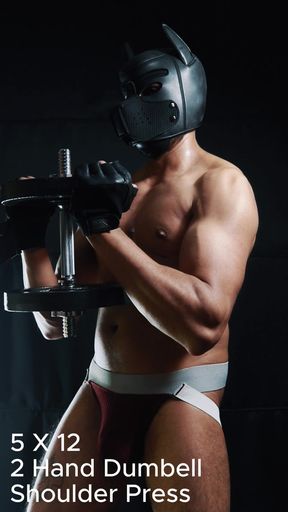 Monday Upper Body workout routine in just my jockstrap and pup hood. Hot Jockstrap workout