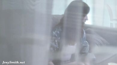 on Jeny Smith thru the window while she take a nude selfies