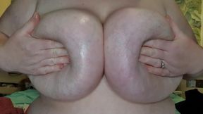 Horny Bbw Oily Titty Drop Plays With Boobs And Begs For Cum