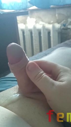 Fat sissy jerks off his floppy cock and cums   Clip 1