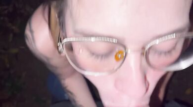 My wife deepthroats me then blows my load all over her tattooed face on a public highway