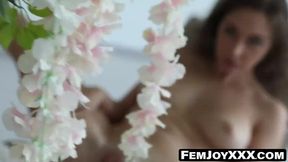 Emerald Ocean's brunette swinging and big tits caress