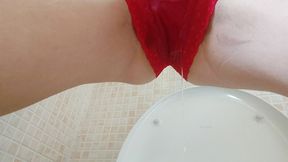 i love to pee inside my transparent underwear .. now i have my pussy so hot and wet