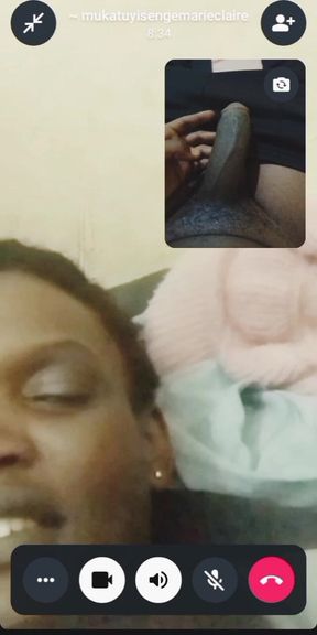Ebony Horny Mama Masturbating on Video Call with BBC Giant Cock Guy