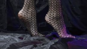 Feet in black mesh socks mkv