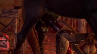 Naughty animated bitch fucked hard in the ass until overflowing with jizz