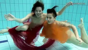 Two Hotties Submerged Underwater