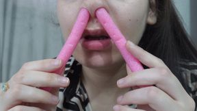He Plays with My Nose. I Put a Thin Pink Silicone Pad in My Nose and Play with It. I Don't Know What It Is,