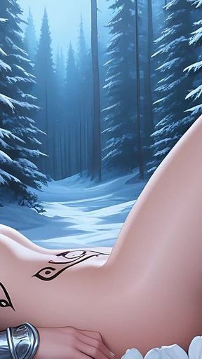 Futanari Gets Prone-boned in the Snowy Pine Forest - Ass up for Her Man