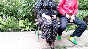 Granny's filthy feet made me squirt on her soles in broad daylight