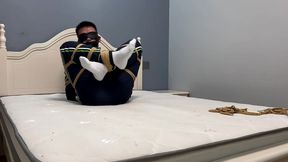 Ebi–Tied Asian Boy 18+ Struggles in White Socks & Tape Gag Bondage