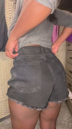 Girl In Booty Shorts Busty Black Ass
