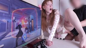 Gamer Babe With Juicy Ass Teases During Kiriko 2B Skin Game Leading To Intense Sex