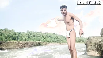 Muscular Bear Shows Off Big Cock at Public Beach