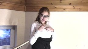 Ass to mouth with sexy secretary after work Cum on glasses