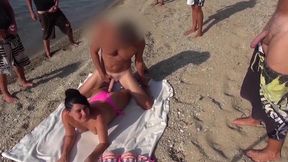 Public mass gangbang on banana beach guaranteed to cum all over