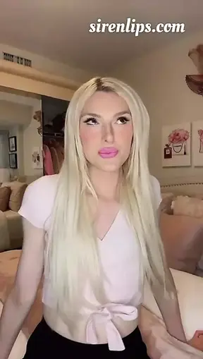 Trans blonde masturbate in her room