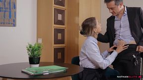 cute young trainee elena vedem s job interview