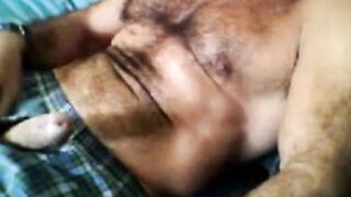 Bearded daddy strokes his cock solo4r
