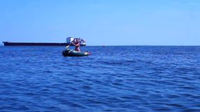 On boat in water Volga-river