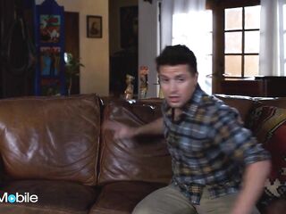 ADULTMOBILE - Voluptuous Golden-haired Flashes Her Boobs To Her Stepbrother And Invites Him To Give Her A Creampie