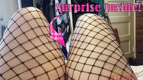 Chubby Trans Girl Cums in Fishnets