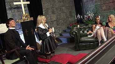 Jordan Kingsley Gets Group Facial from Horny Nuns