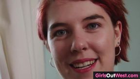 Hairy redhead lesbian plumps and shaves for lusty lesbian fun
