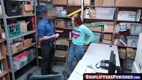 Redhead teen Ornella Morgan riding police dick before messy facial from cop