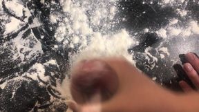 Cooking Dick for Dinner. Part 1-3. Jerking off and Breading a Penis in Flour.