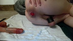 Gay twink riding his big dildo like a pro