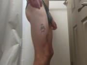 Pushing out dildo that my wife's panties kept in my ass all day (;