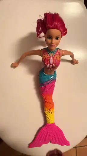 Horny Monica (Barbie Rainbow Fashion Mermaid) getting a huge load of cum!