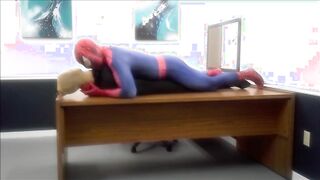 spiderman ravages robber he finds in an office