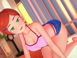 Gwen's visit ends in sex in her room (adult version) (parody)