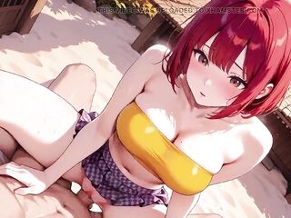 YOU’ll Never Guess How Deep This Redhead Anime Hottie Takes It at Sunset