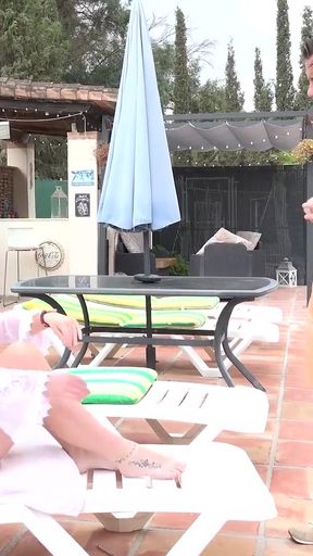 AuntJudysXXX - 47yo Busty Mature MILF Marie Fucks the Pool Boy   Clip 1