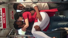 Busty Curvy Indian Beauty Gets Lifted &amp; Carried by Eager Men on Crowded Bus - Cartoon ai video