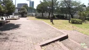 Innocent Asian woman gives it up rough in the park
