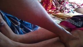 Indian Village Girl Massages Her Friend's Penis with Her Feet and Rubs It to Pleasure Her